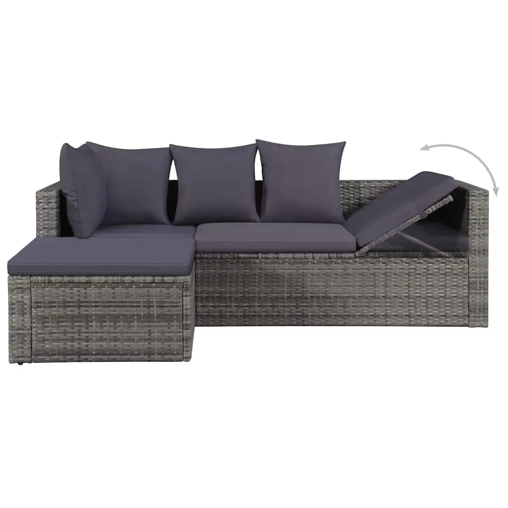 4 Piece Outdoor Garden Lounge Set Cushions Grey Patio Sofa Furniture