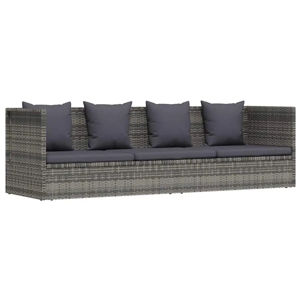 Garden Lounger Bed Outdoor Relaxation 200x60cm Grey Poly Rattan Adjustable