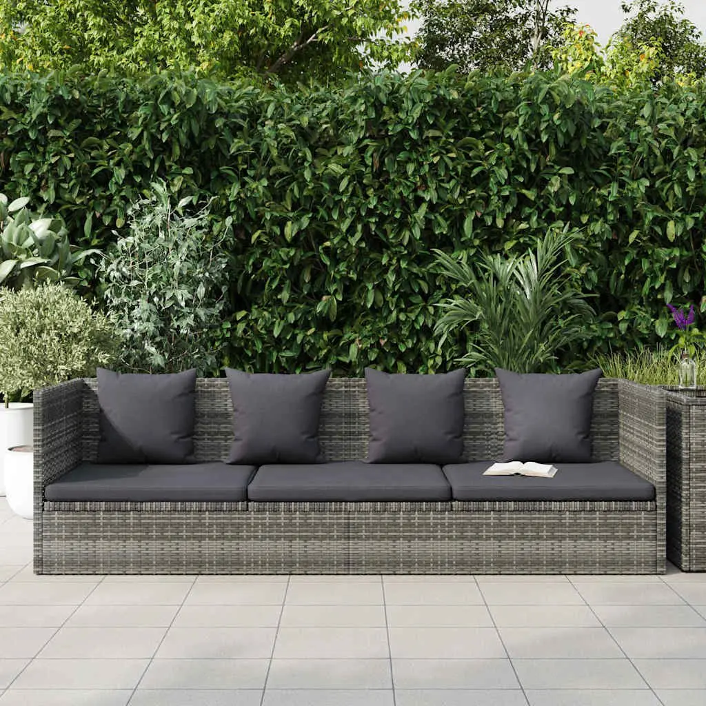 Garden Lounger Bed Outdoor Relaxation 200x60cm Grey Poly Rattan Adjustable