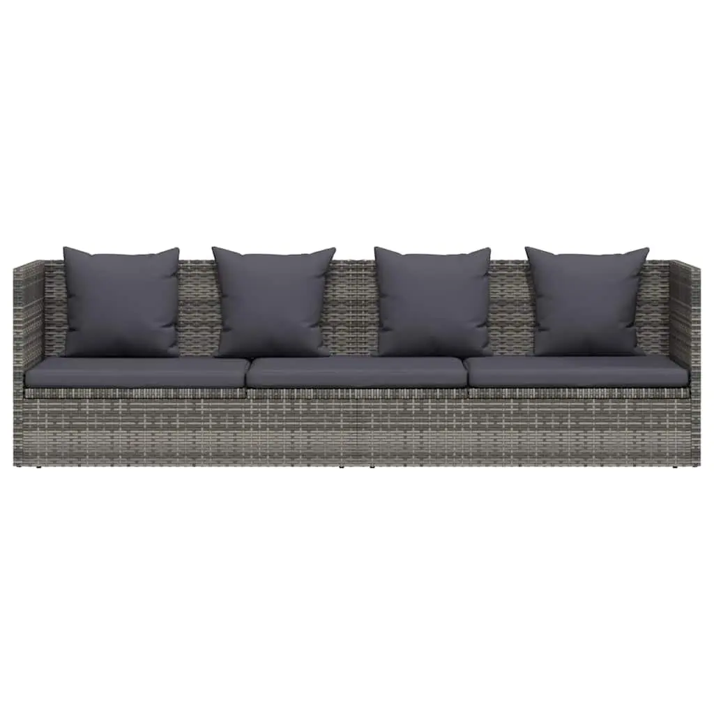 Garden Lounger Bed Outdoor Relaxation 200x60cm Grey Poly Rattan Adjustable