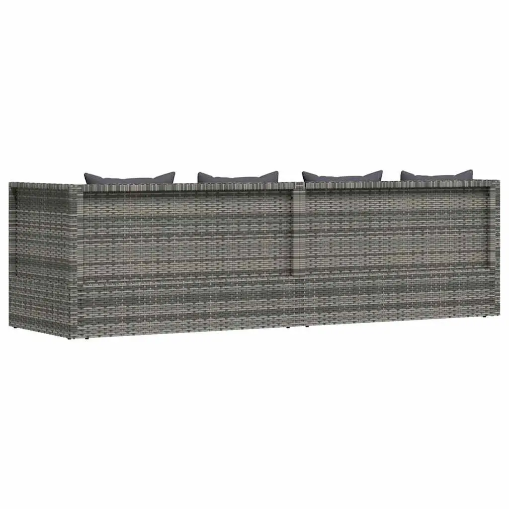 Garden Lounger Bed Outdoor Relaxation 200x60cm Grey Poly Rattan Adjustable