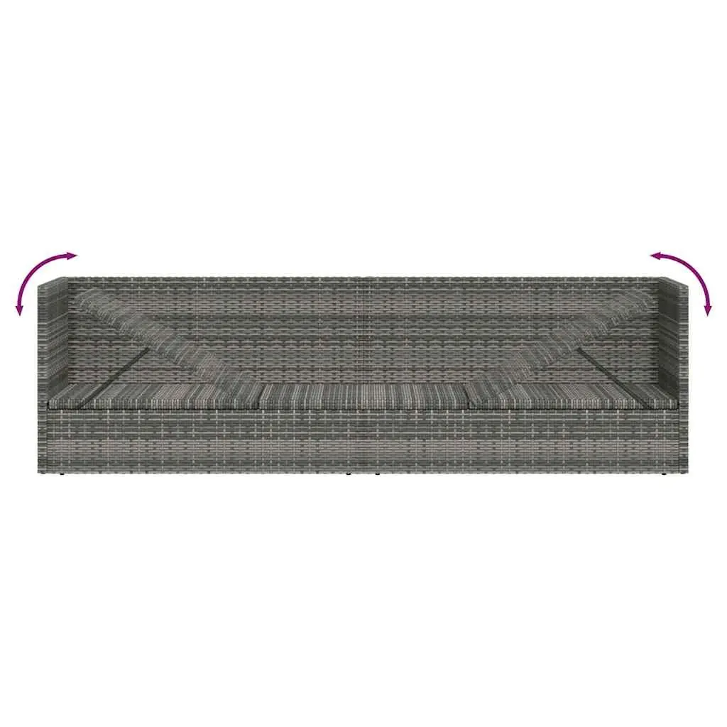 Garden Lounger Bed Outdoor Relaxation 200x60cm Grey Poly Rattan Adjustable