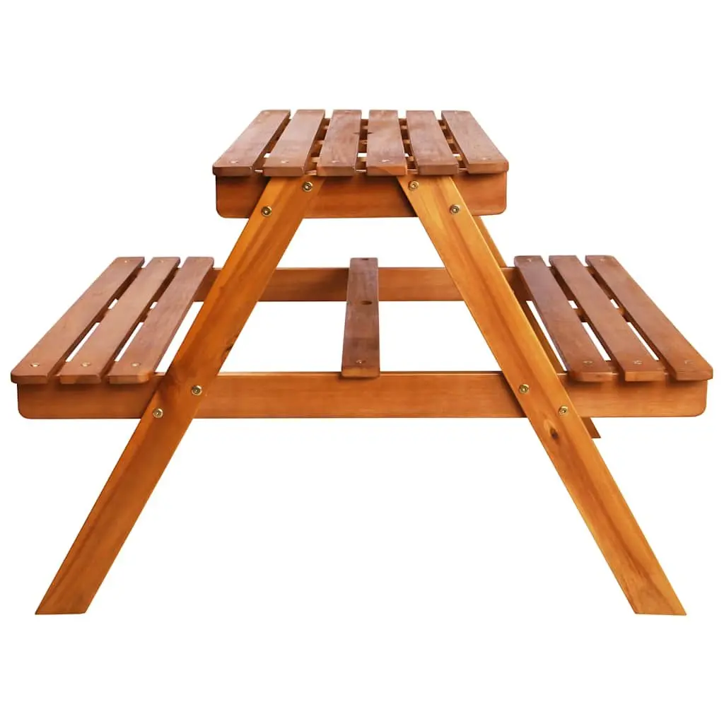 Kids Picnic Table Set with Benches and Parasol Outdoor Garden Furniture Brown 79 x 90 x 60 cm