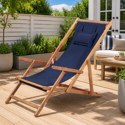 Comfortable Blue Folding Beach Chair with Sturdy Frame