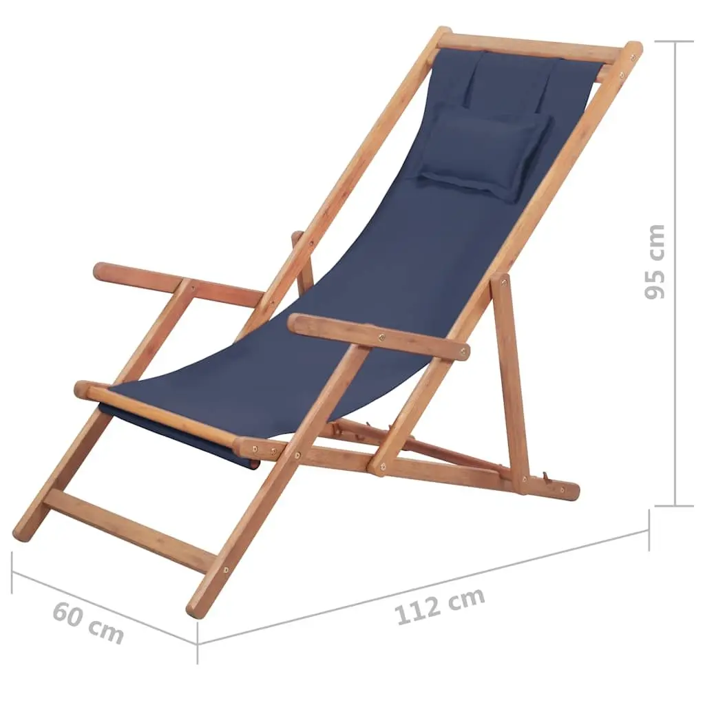 Blue Folding Beach Chair with Sturdy Frame