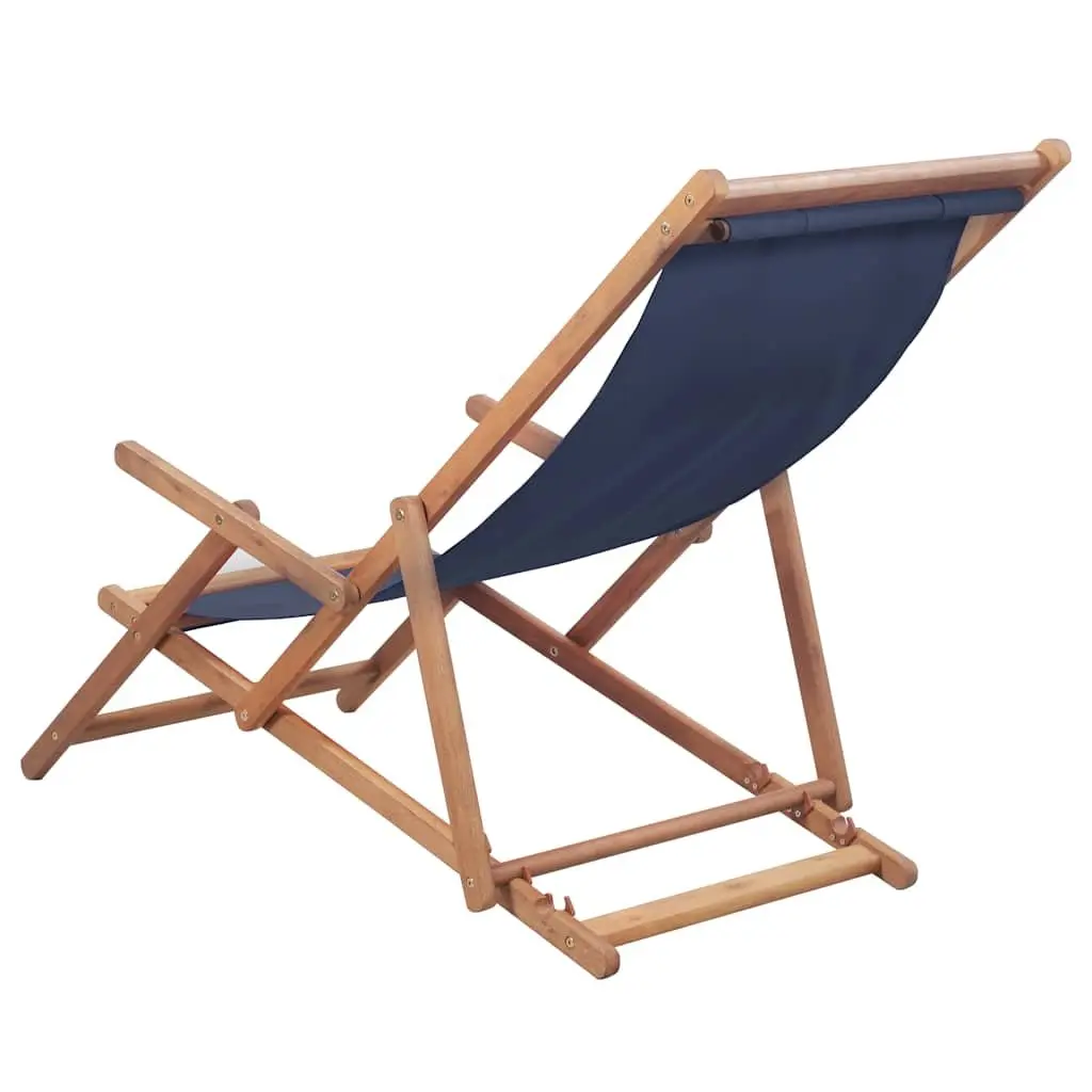 Blue Folding Beach Chair with Sturdy Frame
