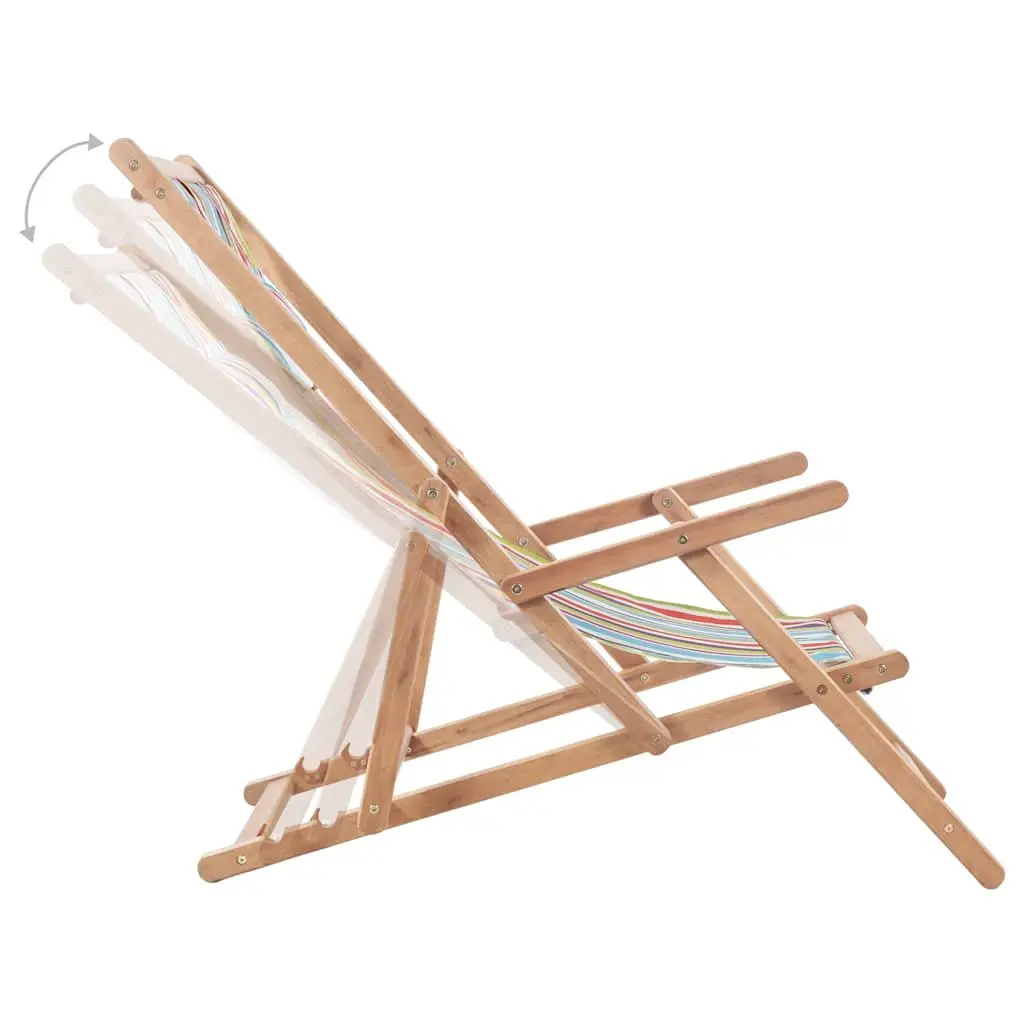 Folding Beach Chair Wooden Frame Multicolour Outdoor Garden Patio Reclining