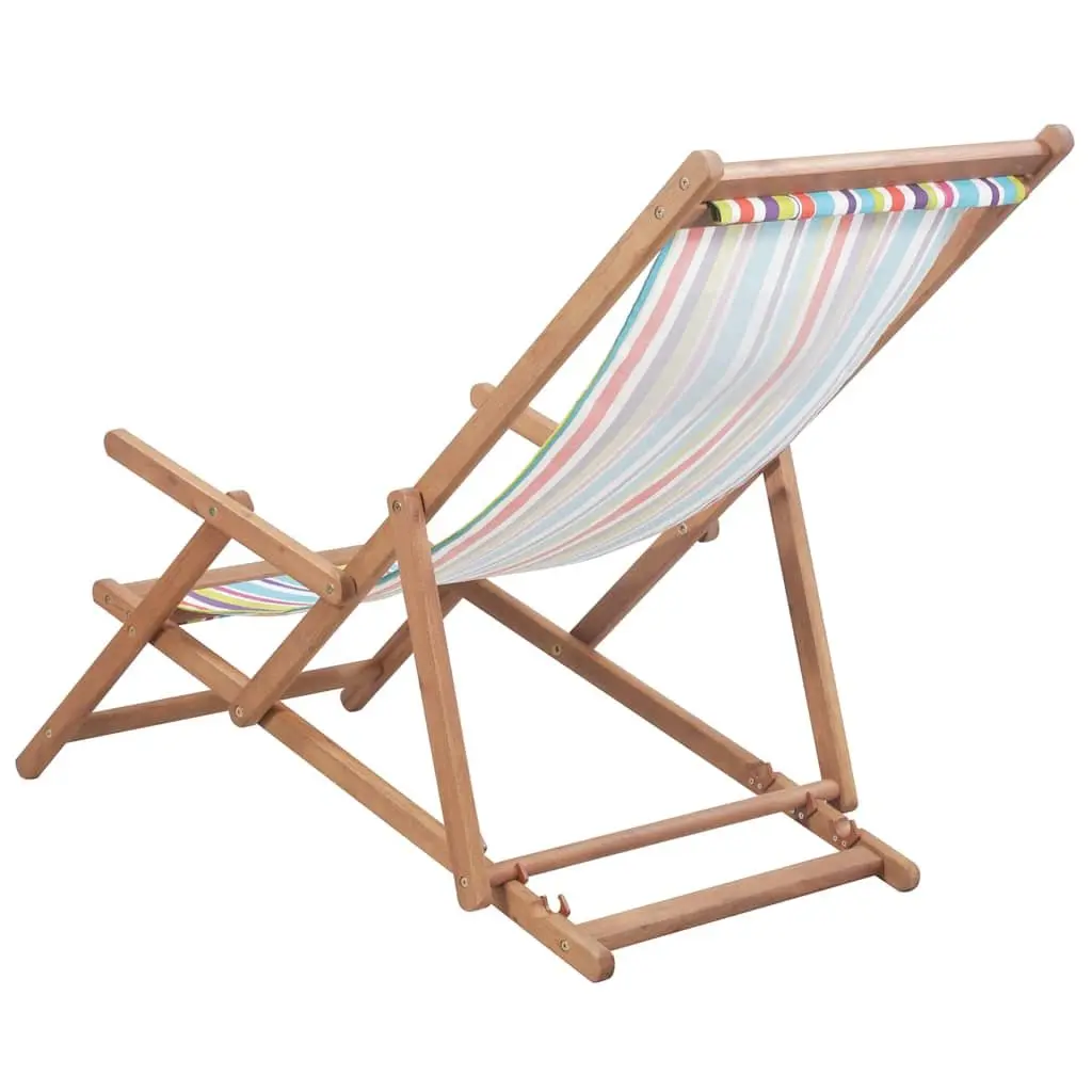 Folding Beach Chair Wooden Frame Multicolour Outdoor Garden Patio Reclining