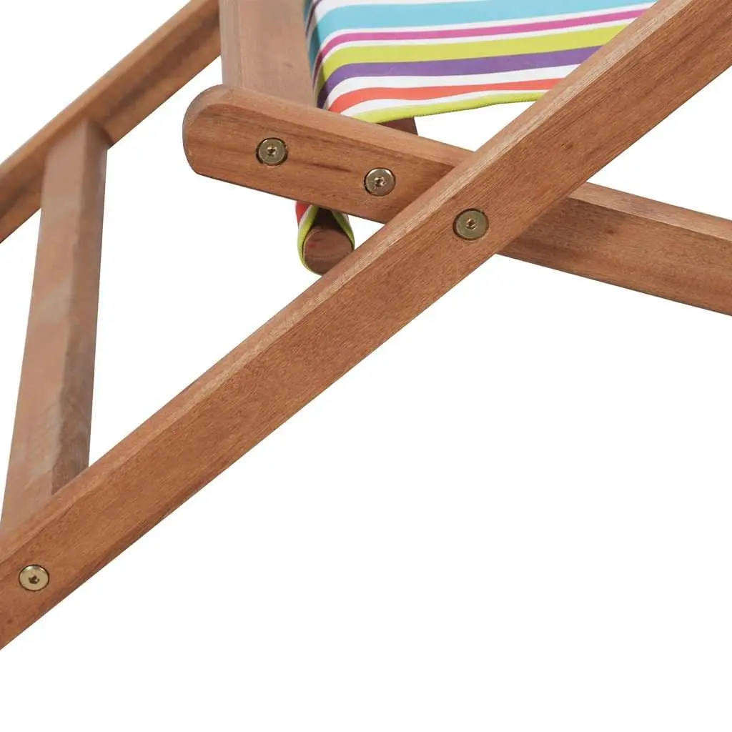 Folding Beach Chair Wooden Frame Multicolour Outdoor Garden Patio Reclining