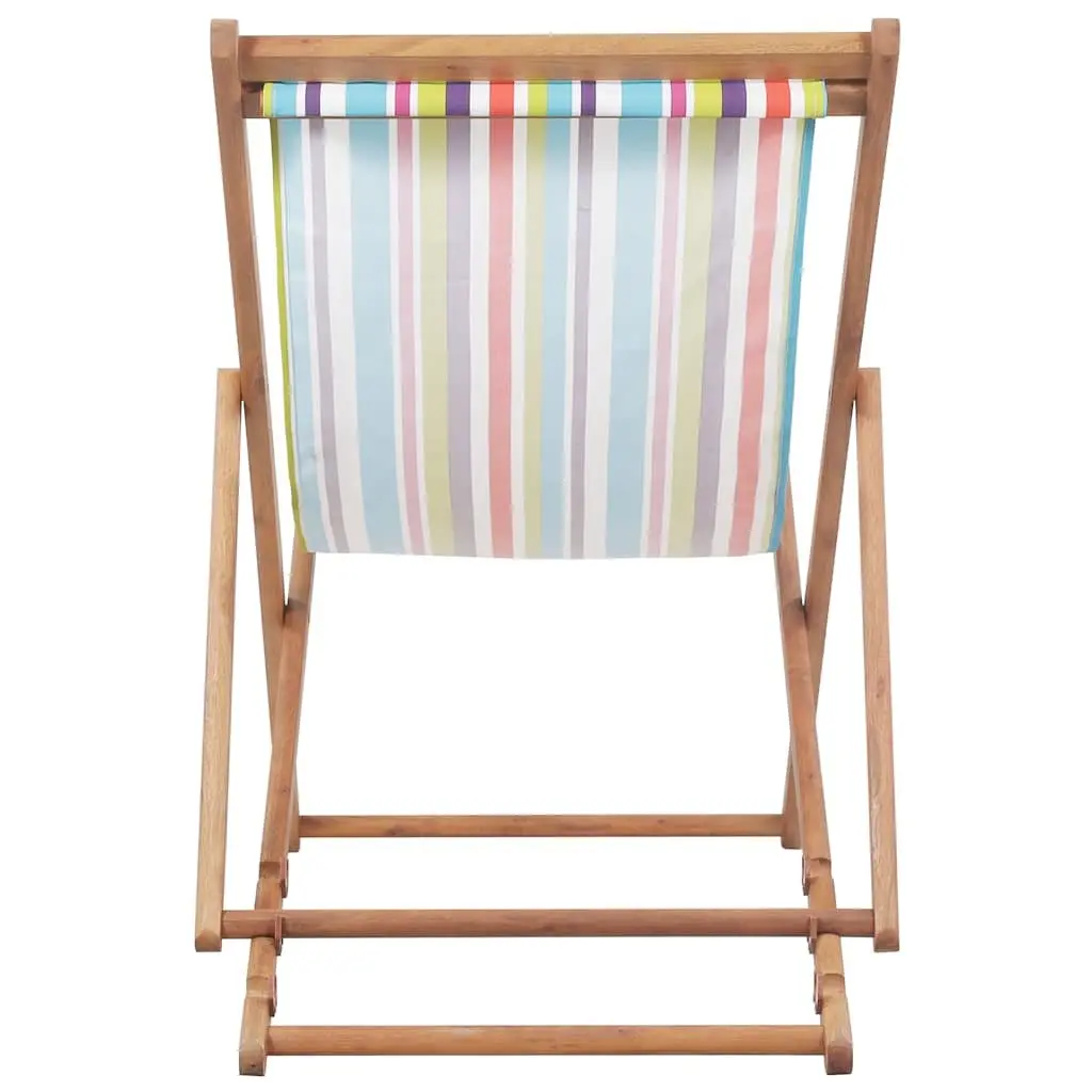 Folding Beach Chair Wooden Frame Multicolour Outdoor Garden Patio Lounge