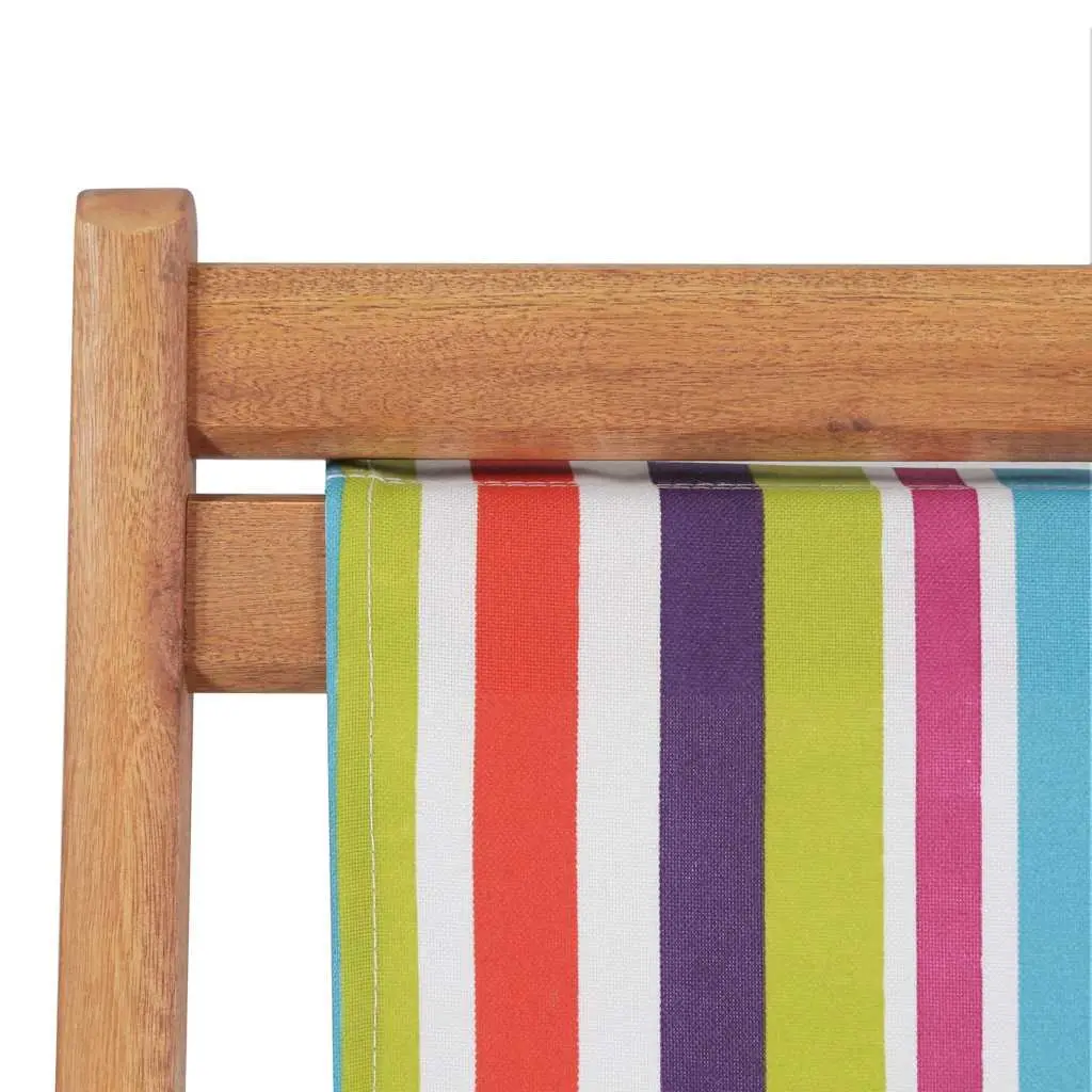 Folding Beach Chair Wooden Frame Multicolour Outdoor Garden Patio Lounge