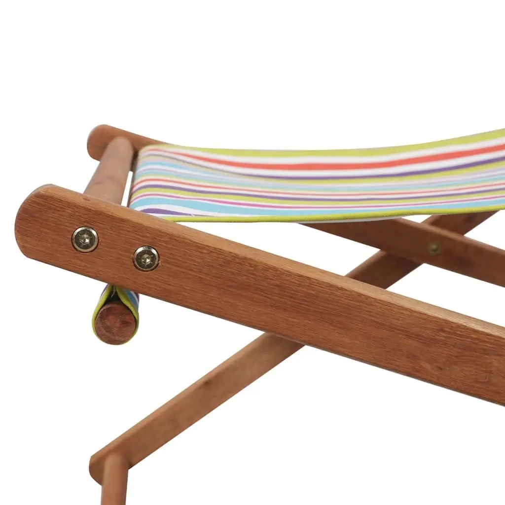 Folding Beach Chair Wooden Frame Multicolour Outdoor Garden Patio Lounge