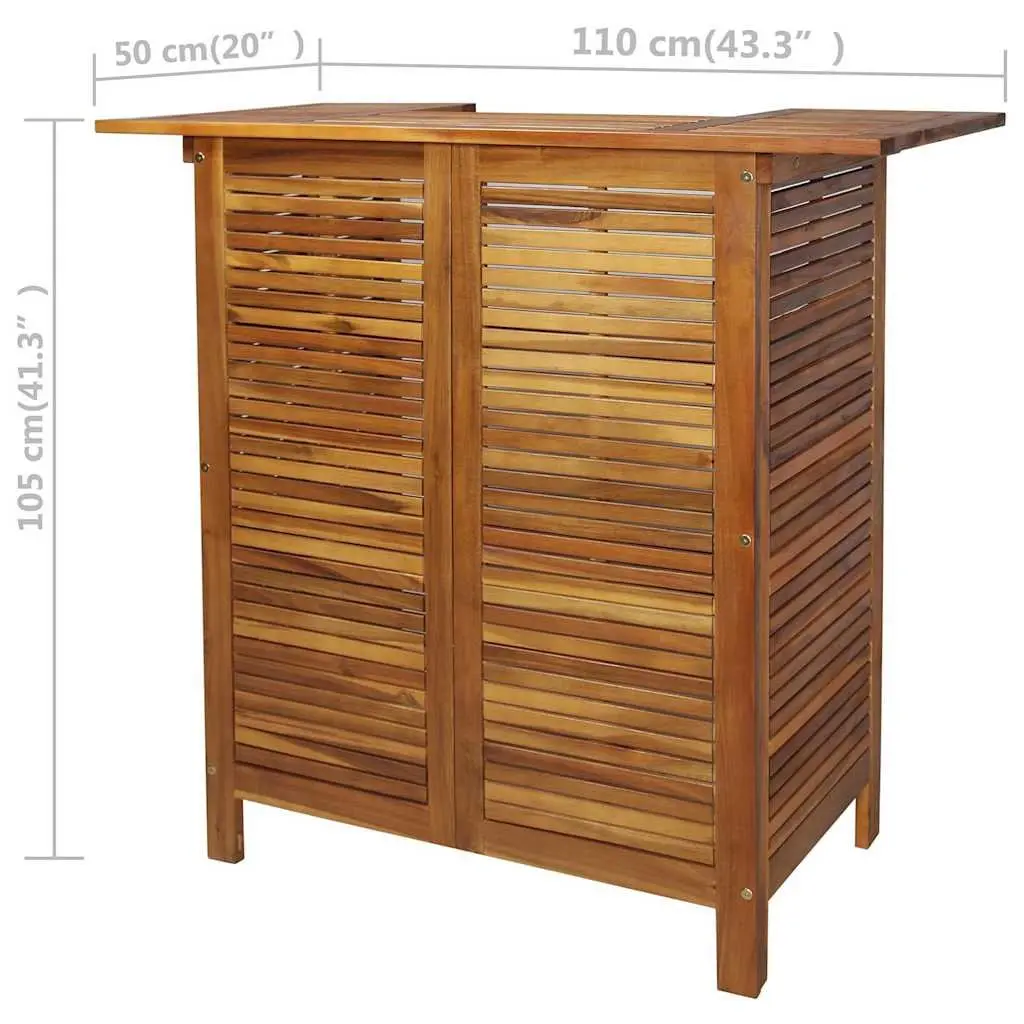 Bar Table and Chair Set 3 Pieces Outdoor Indoor Brown Wooden Furniture