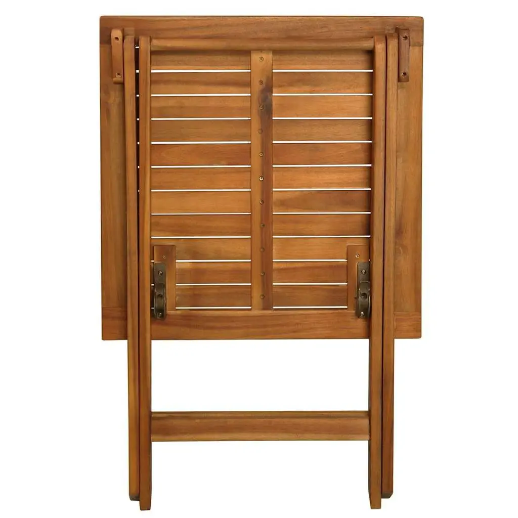 3 Piece Folding Bistro Set Garden Patio Solid Acacia Wood with Cushions Brown