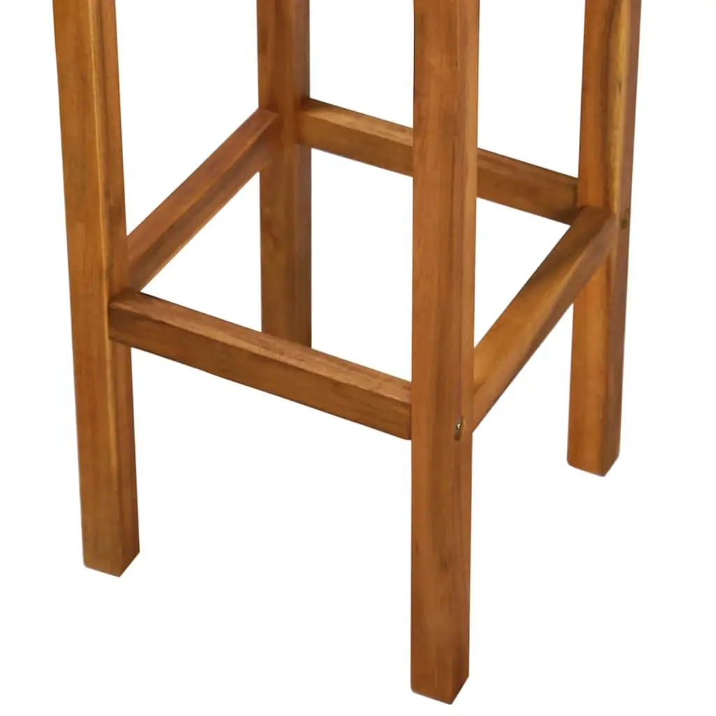 Outdoor Bar Chairs Set of 2 Solid Acacia Wood Footrest Garden Seating Brown