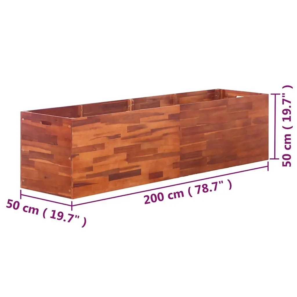 Garden Raised Bed Planter Wooden Outdoor Vegetable Herb Flower Acacia 200 x 50 x 50 cm Brown