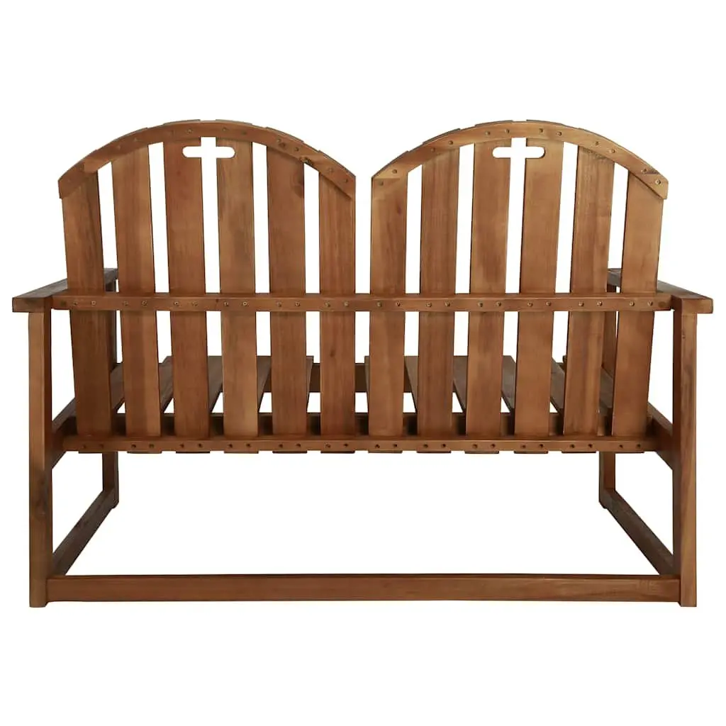 Wooden Garden Bench 110cm Outdoor Seating 2-Seater with Backrest and Armrests Brown