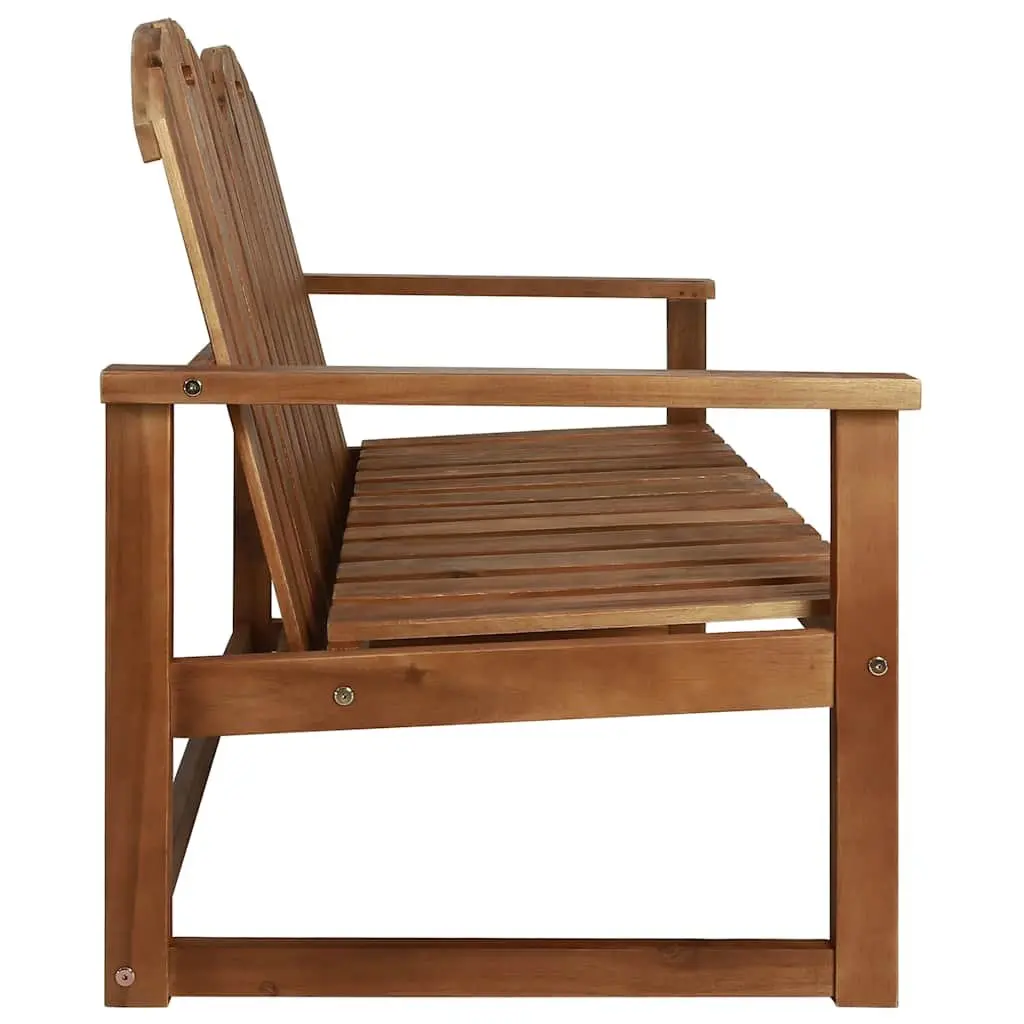 Wooden Garden Bench 110cm Outdoor Seating 2-Seater with Backrest and Armrests Brown