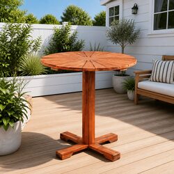 Solid Wood Bistro Table 70x70cm Pedestal Outdoor Dining Brown