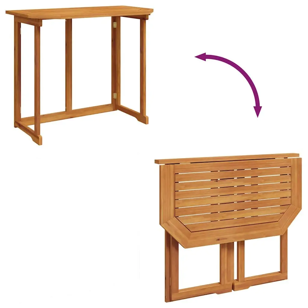 Outdoor Bistro Table Foldable Brown Solid Acacia Wood 90 x 50 x 75 cm