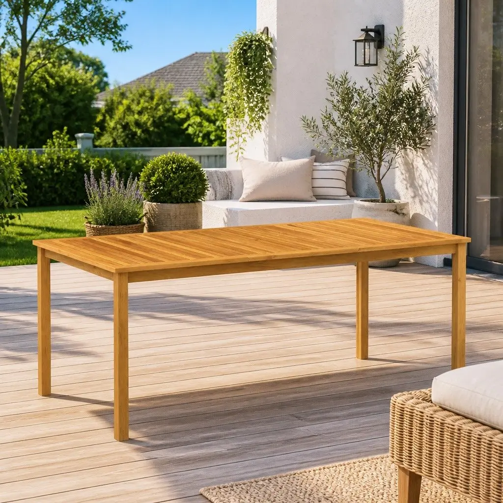 Outdoor Dining Table Solid Wood Garden Patio Furniture Brown 200x100cm