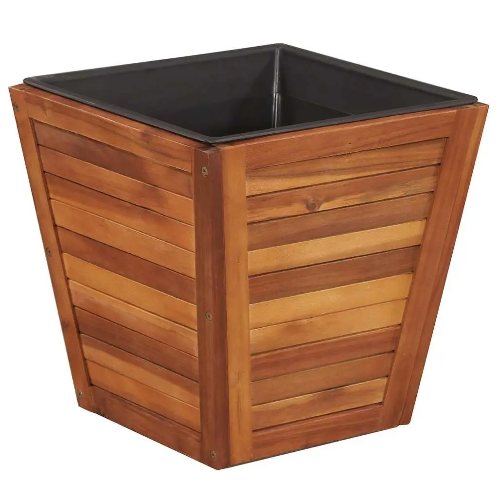Garden Raised Bed Set 3 Pieces Square Wooden Planter Pots Outdoor Plant Brown