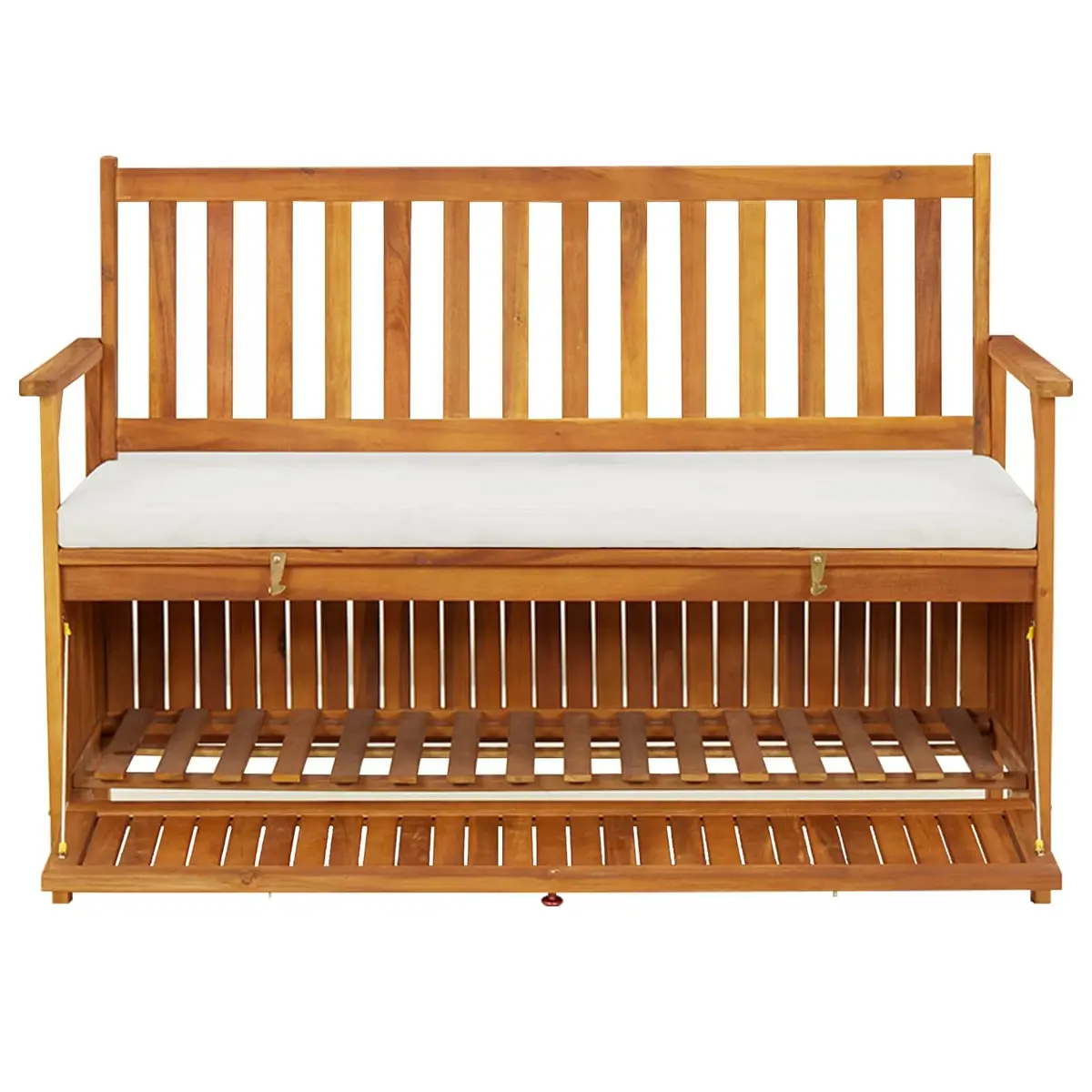 Solid Wood Storage Bench for Outdoors