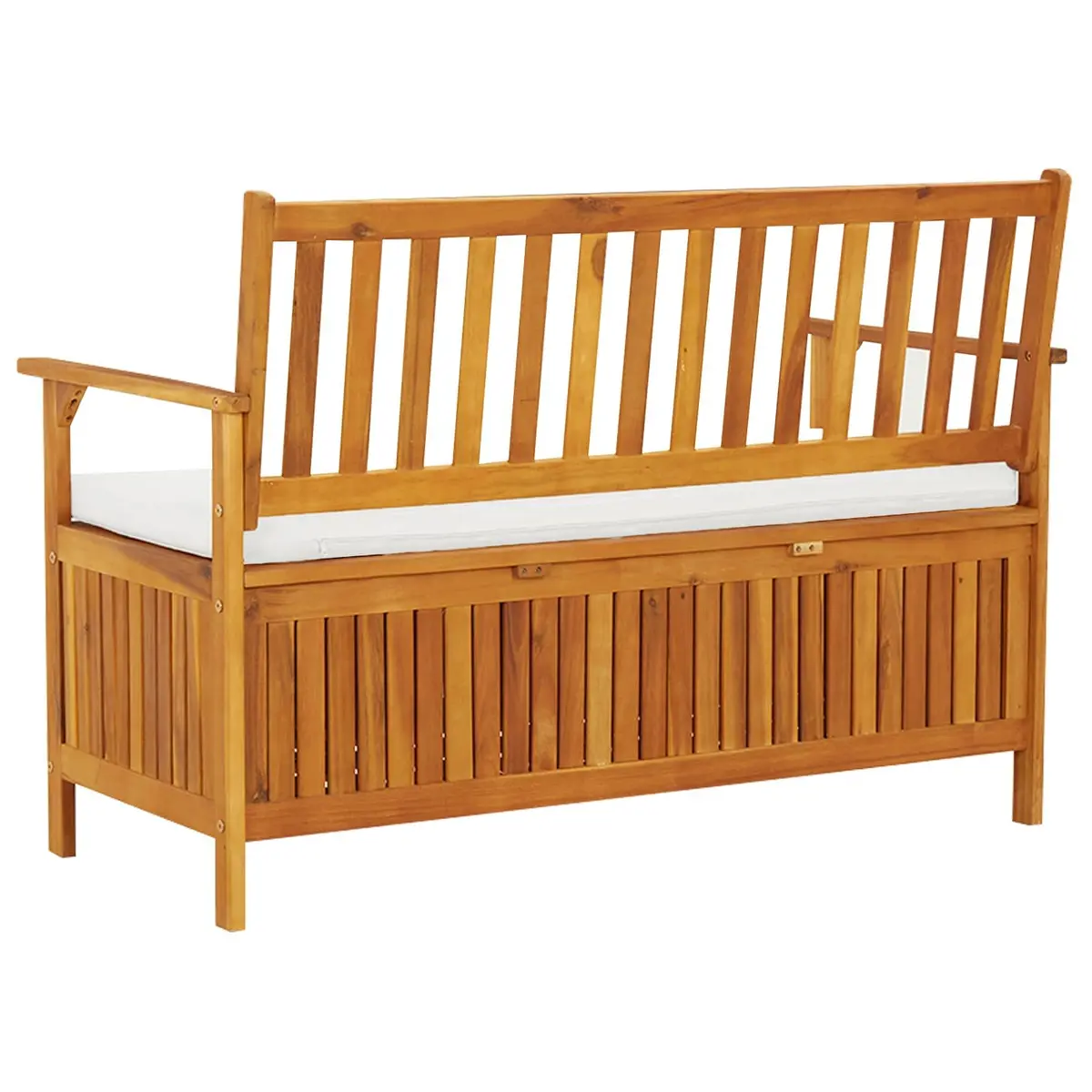 Solid Wood Storage Bench for Outdoors