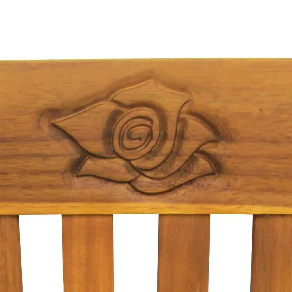 Garden Bench Outdoor Seating 157cm Brown Solid Acacia Wood Engraved Rose Backrest Armrests