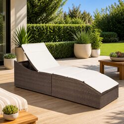 Comfortable and Reliable Brown Sun Lounger with Cushion