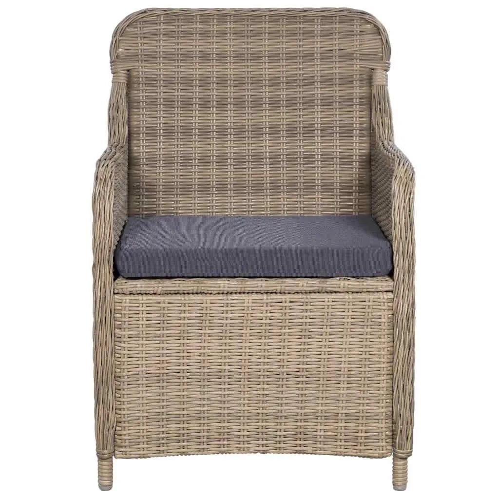 Outdoor Armchairs Set 2 pcs Garden Patio Seating Cushions Brown