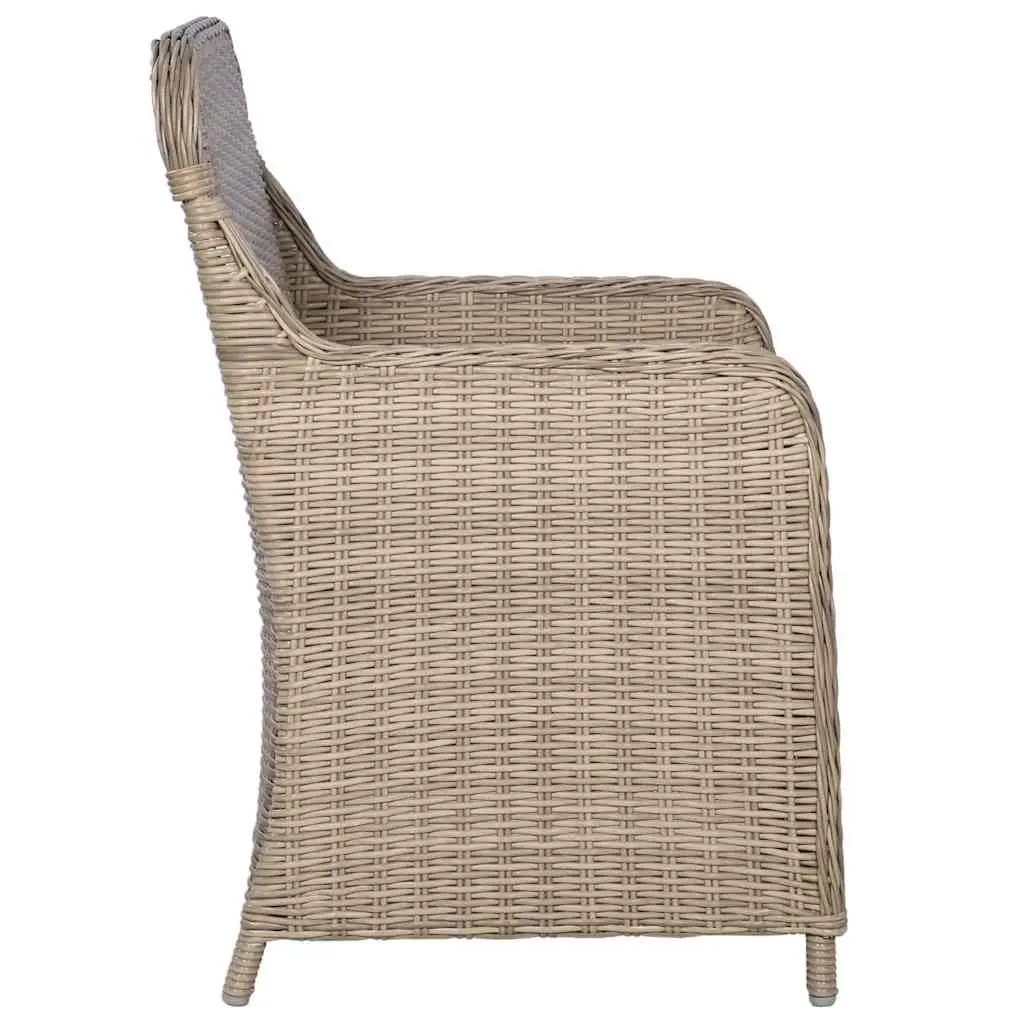 Outdoor Armchairs Set 2 pcs Garden Patio Seating Cushions Brown