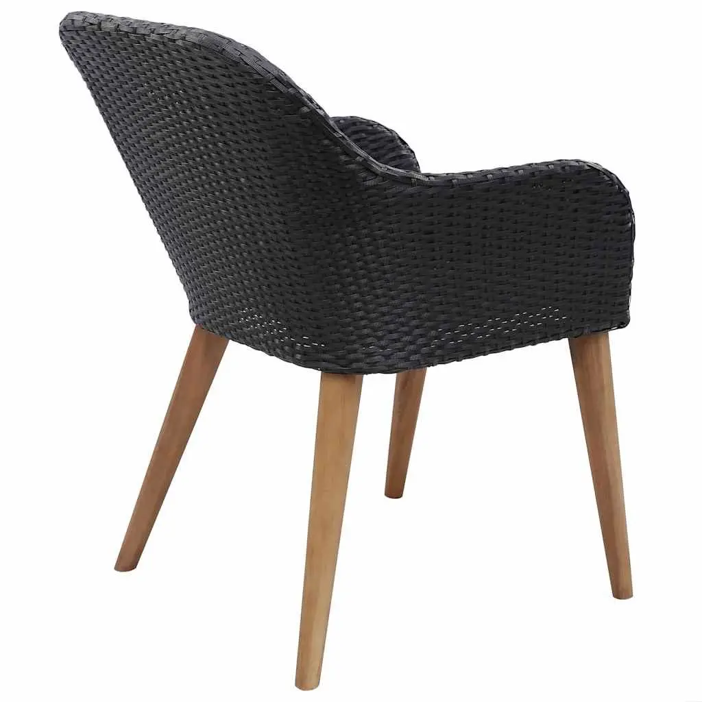 Outdoor Armchairs Set 2 pcs Poly Rattan Garden Patio Seating with Cushions Black