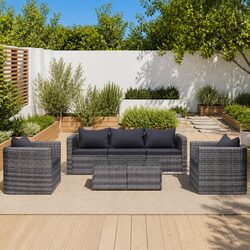 Comfortable 6 Piece Garden Sofa Set with Grey Cushions