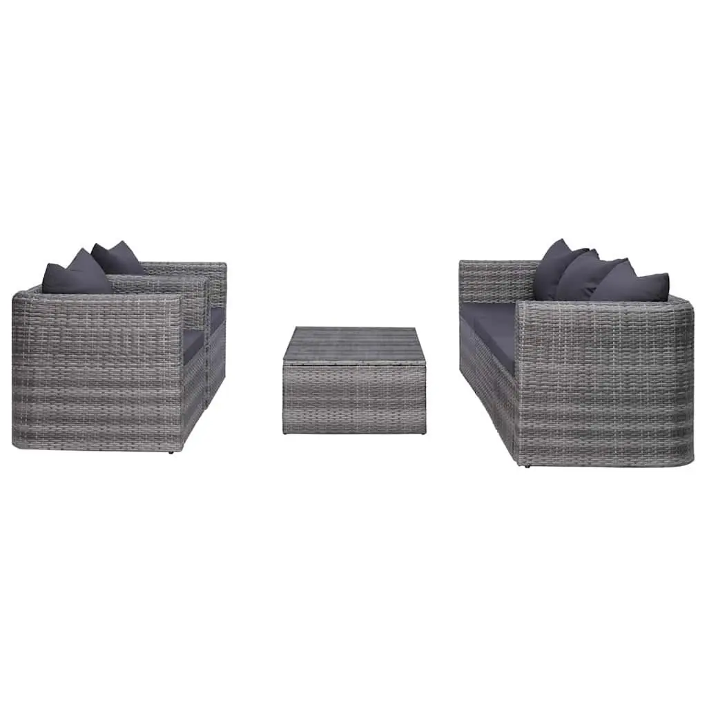 6 Piece Garden Sofa Set with Grey Cushions