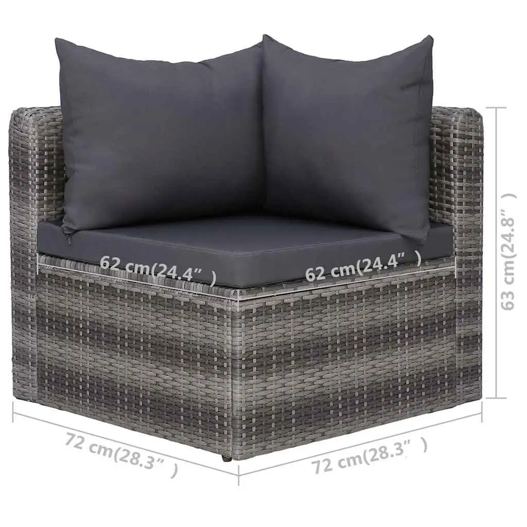 6 Piece Garden Sofa Set with Grey Cushions