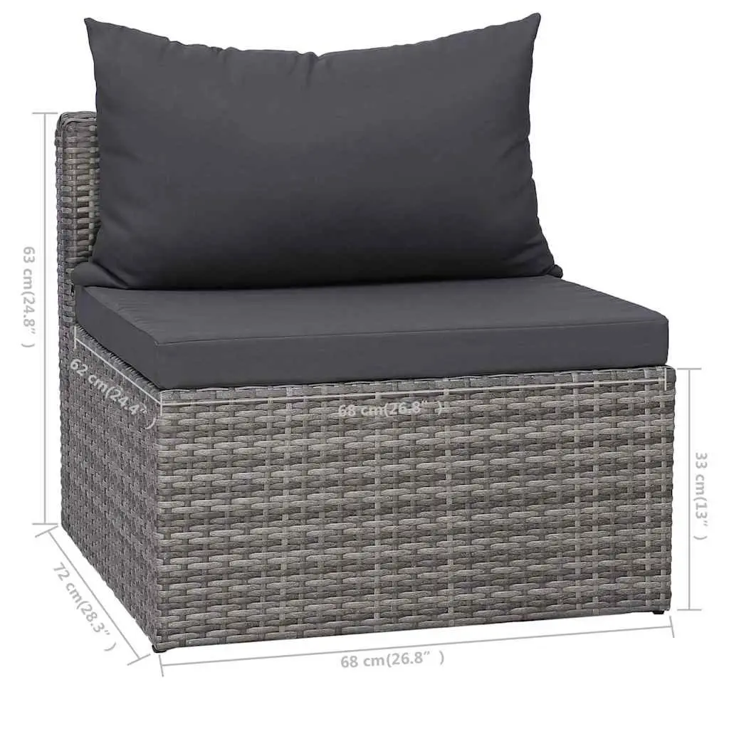 6 Piece Garden Sofa Set with Grey Cushions