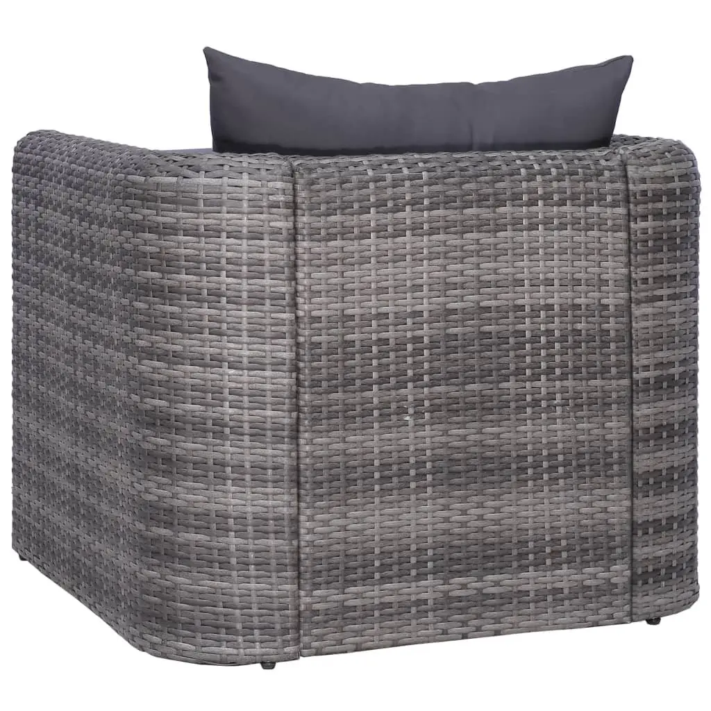 Garden Chair Outdoor Seating Grey Poly Rattan with Cushion and Back Pillow
