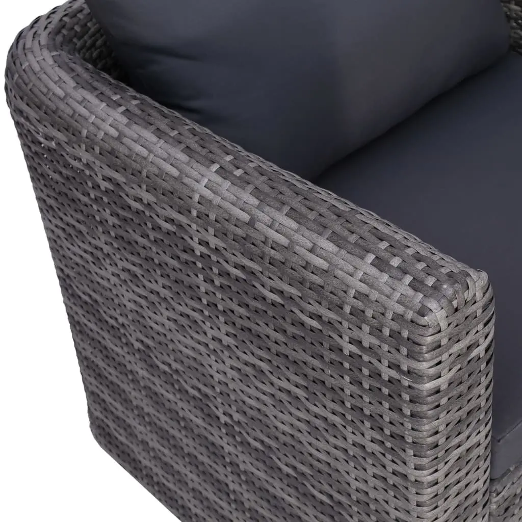 Garden Chair Outdoor Seating Grey Poly Rattan with Cushion and Back Pillow