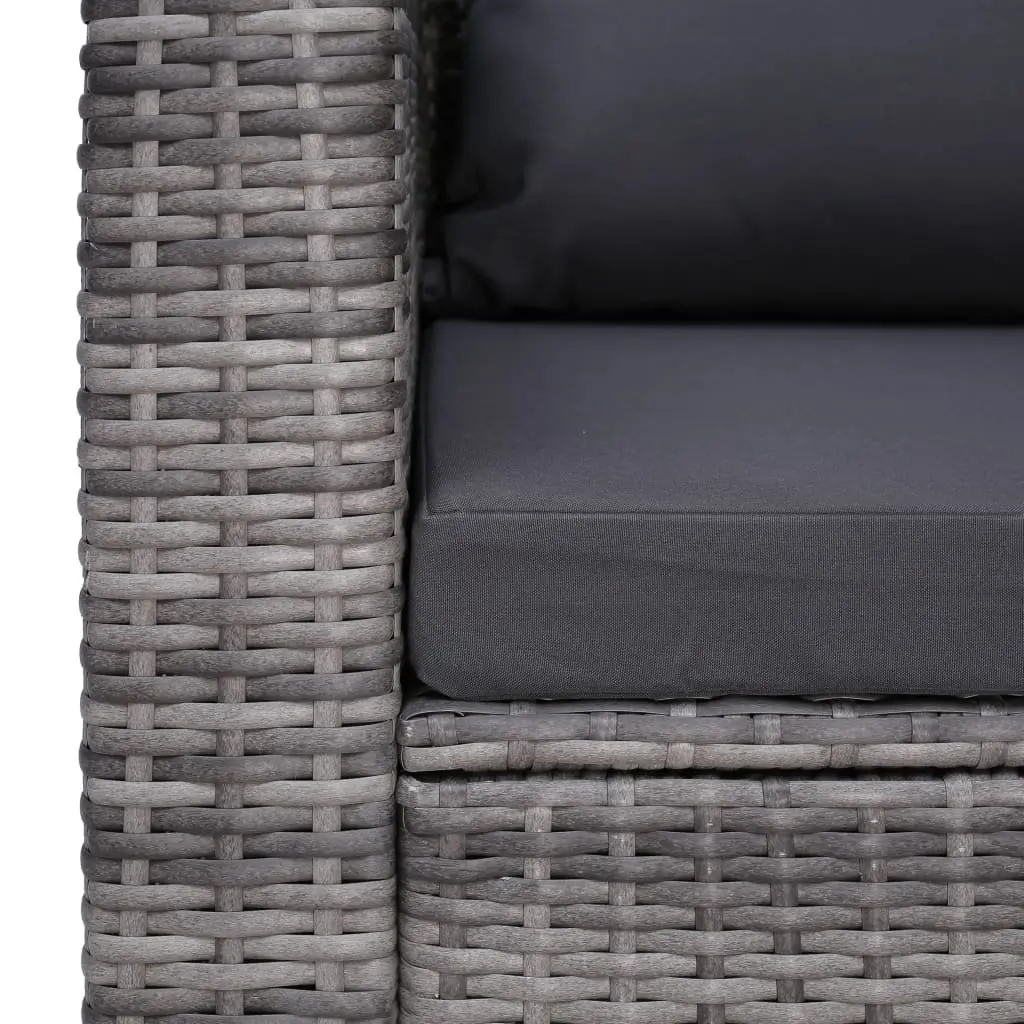 Garden Chair Outdoor Seating Grey Poly Rattan with Cushion and Back Pillow