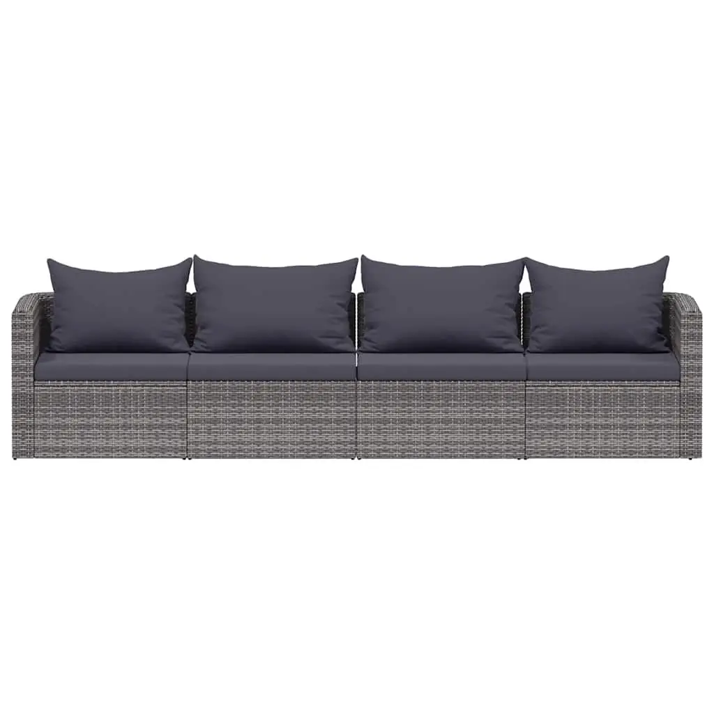 4 Piece Garden Sofa Set Outdoor Rattan Furniture Grey with Cushions