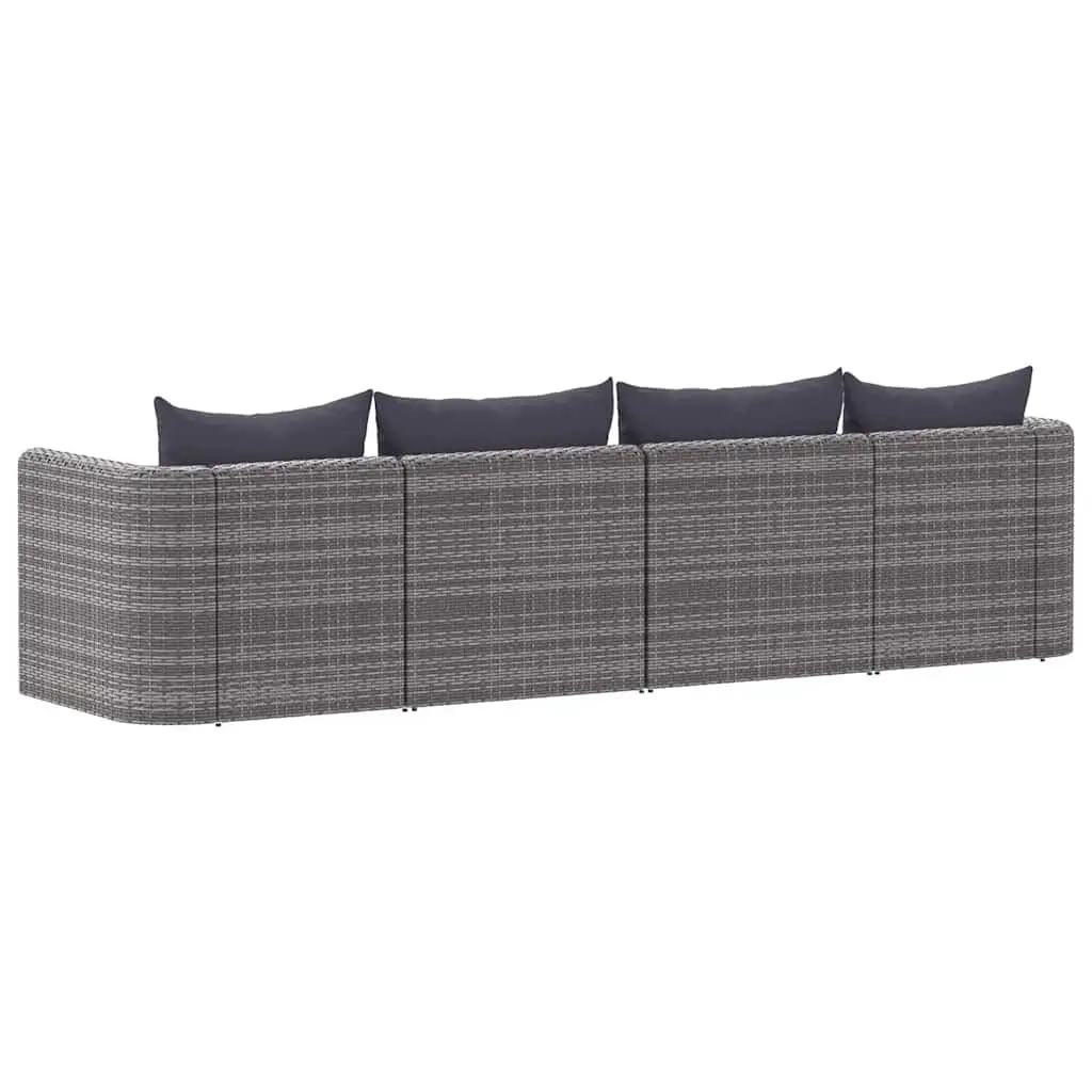 4 Piece Garden Sofa Set Outdoor Rattan Furniture Grey with Cushions