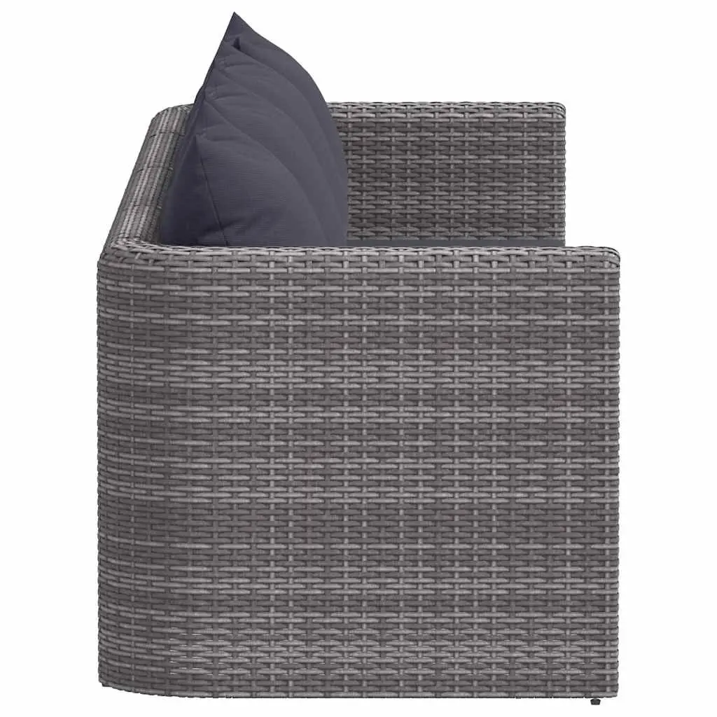 4 Piece Garden Sofa Set Outdoor Rattan Furniture Grey with Cushions