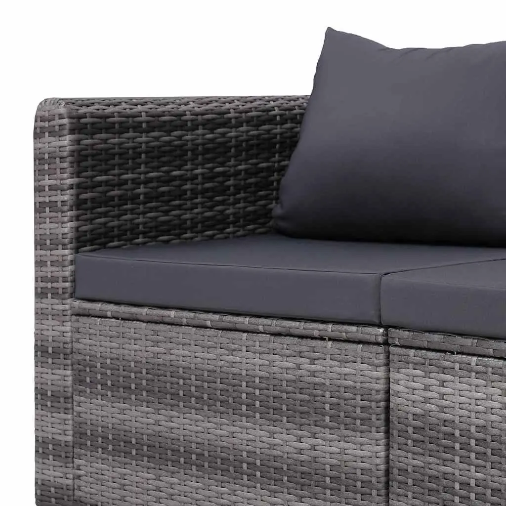 4 Piece Garden Sofa Set Outdoor Rattan Furniture Grey with Cushions