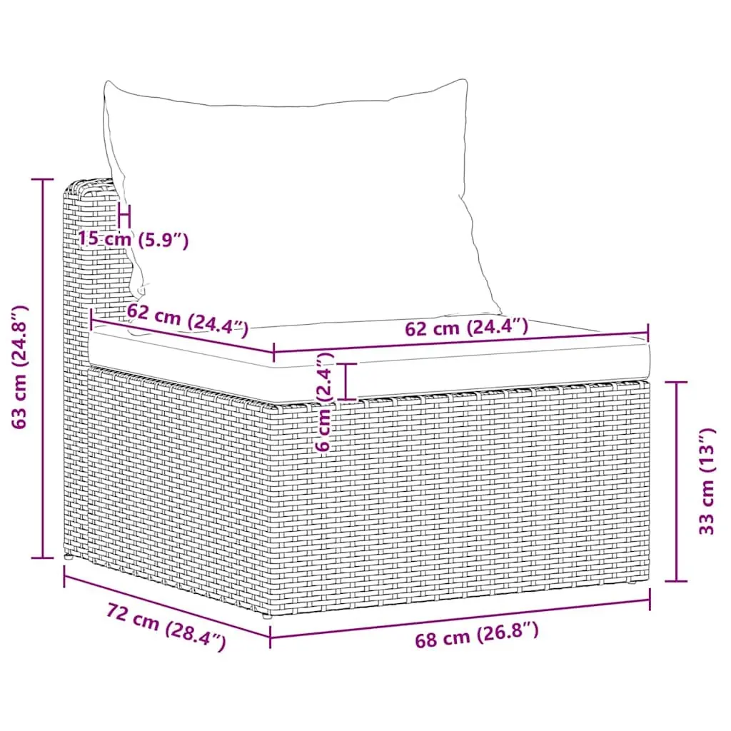4 Piece Garden Sofa Set Outdoor Rattan Furniture Grey with Cushions