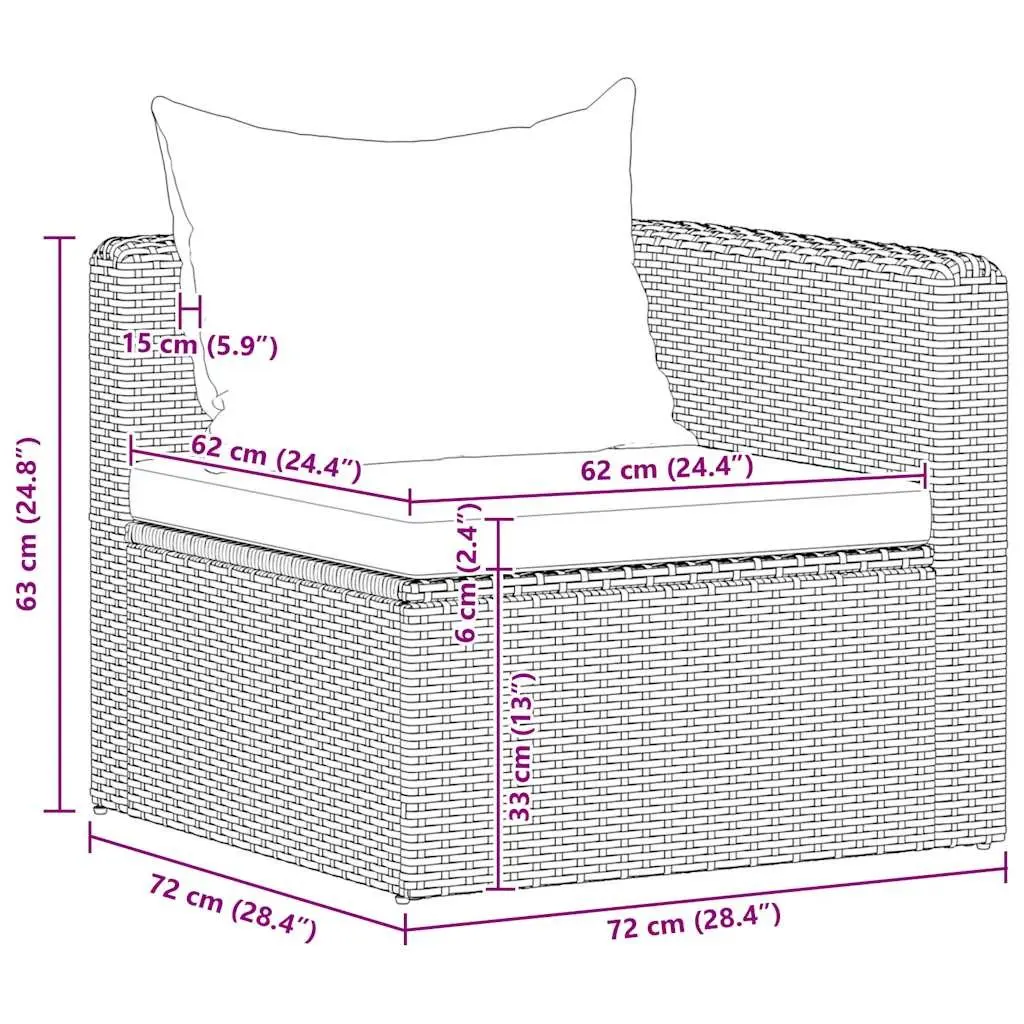 4 Piece Garden Sofa Set Outdoor Rattan Furniture Grey with Cushions