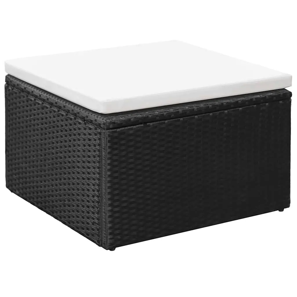 4 Piece Outdoor Garden Lounge Set Sofa Armchair Coffee Table Ottoman Black