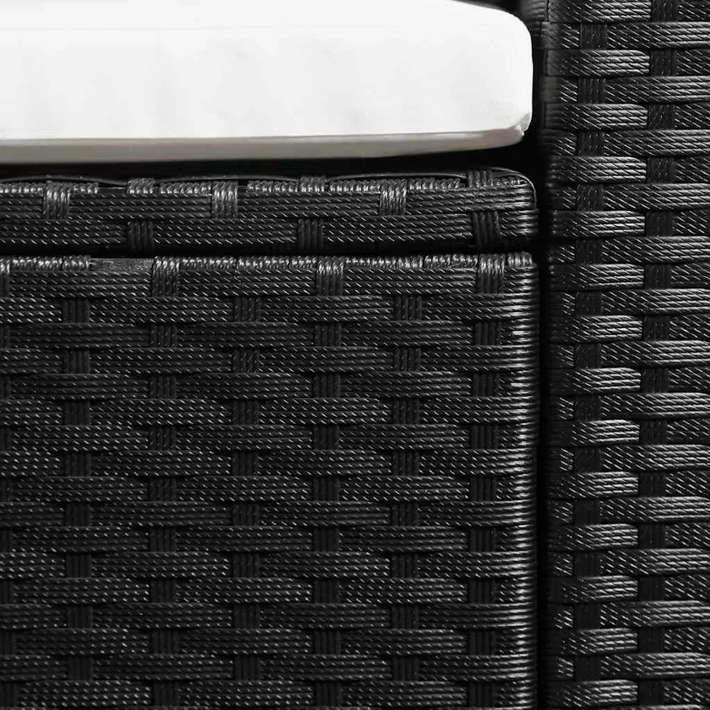 4 Piece Outdoor Garden Lounge Set Sofa Armchair Coffee Table Ottoman Black