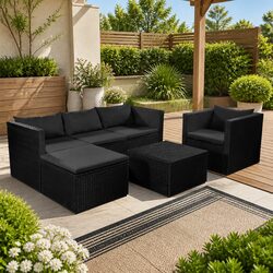 Comfortable 4 Piece Poly Rattan Lounge Set