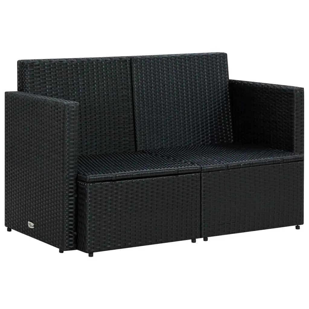 2 Seater Outdoor Sofa Garden Patio Furniture Black Poly Rattan with Cushions